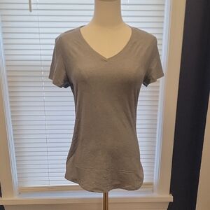 Gray V-Neck Women's Top